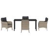 vidaXL Garten Essgruppe mit Kissen 5 pcs Hellgrau Poly-Rattan