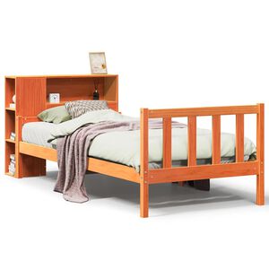 vidaXL Massivholzbett mit Regal ohne Matratze Wachsbraun 75x190 cm