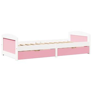 vidaXL Tagesbett mit 2 Schubladen ohne Matratze Wei&szlig; Rosa 90x200cm