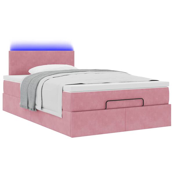 vidaXL Ottoman-Bett mit Matratze & LEDs Rosa 120x200 cm Samt