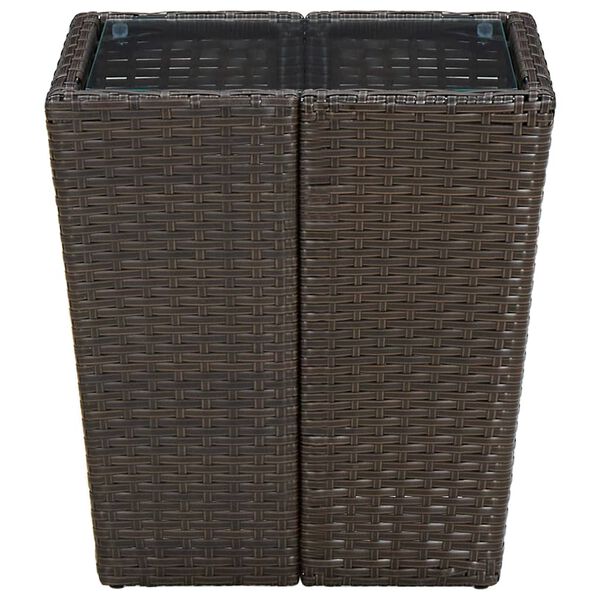 vidaXL Beistelltisch Braun 41,5x41,5x44 cm Poly Rattan und Hartglas
