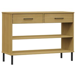 vidaXL Konsolenschrank OSLO mit Metallbeinen Braun Massivholz Kiefer