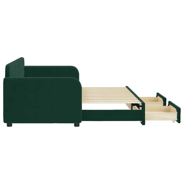 vidaXL Tagesbett Ausziehbar mit Schubladen Dunkelgr&uuml;n 80x200 cm Samt