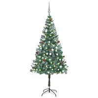 vidaXL Künstlicher Weihnachtsbaum mit Beleuchtung Kugeln Zapfen 180 cm