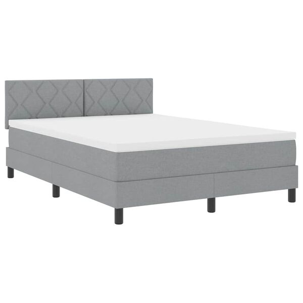 vidaXL Boxspringbett mit Matratze Hellgrau 160 x 200 cm Stoff