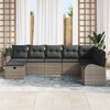 vidaXL Garten-Sofa-Set mit Kissen mit Speicher 8 pcs Grau Poly Rattan