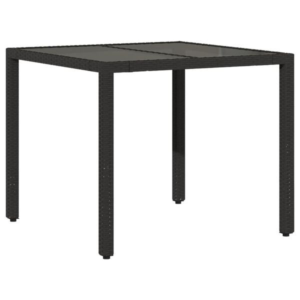 vidaXL 5-tlg. Garten-Essgruppe mit Kissen Schwarz Poly Rattan und Glas