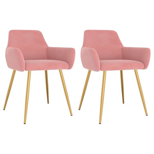 vidaXL Esszimmerst&uuml;hle 2 Stk. Rosa Samt