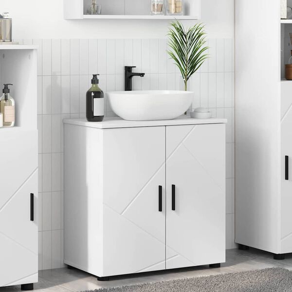 vidaXL Badezimmerschrank Wei&szlig; 61 x 35 x 64 cm Holzwerkstoff & Metall
