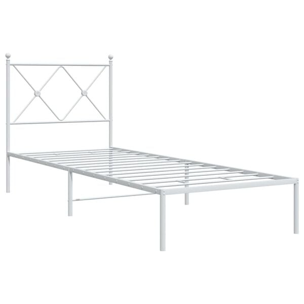vidaXL Metallbett ohne Matratze mit Kopfteil Wei&szlig; 75x190 cm