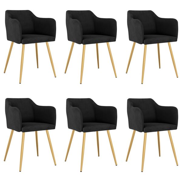 vidaXL Esszimmerst&uuml;hle 6 Stk. Schwarz Samt