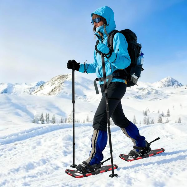 vidaXL 3 in 1 Schneeschuhe Rot und Schwarz 25 Zoll Aluminium und HDPE