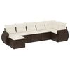 vidaXL 7-tlg. Garten-Sofagarnitur mit Kissen Braun Poly Rattan