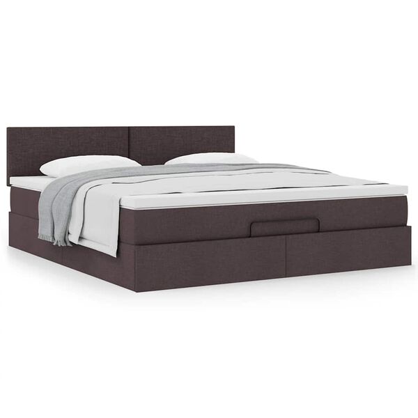 vidaXL Ottoman-Bett mit Matratze Dunkelbraun 180x200 cm Stoff