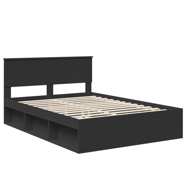 vidaXL Bettrahmen Schwarz 135 x 190 cm Massives Kiefernholz