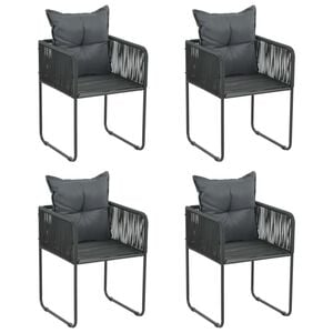 vidaXL Gartenst&uuml;hle 4 Stk. mit Kissen Poly Rattan Schwarz