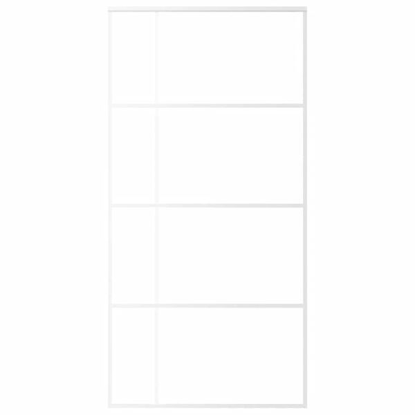 vidaXL Schiebetür ESG Glas und Aluminium mattiert 102,5x205 cm Weiß