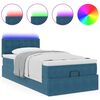 vidaXL Ottoman-Bett mit Matratze & LEDs Dunkelblau 100x200 cm Samt