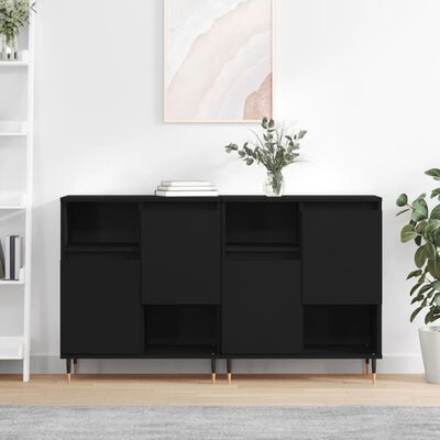 vidaXL Sideboards 2 Stk. Schwarz Holzwerkstoff