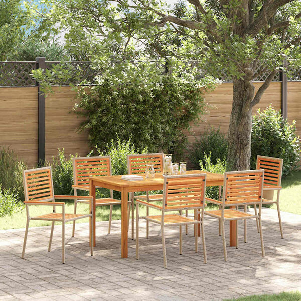 vidaXL Garten Essgruppe 7 pcs Beige Massivholz Akazie