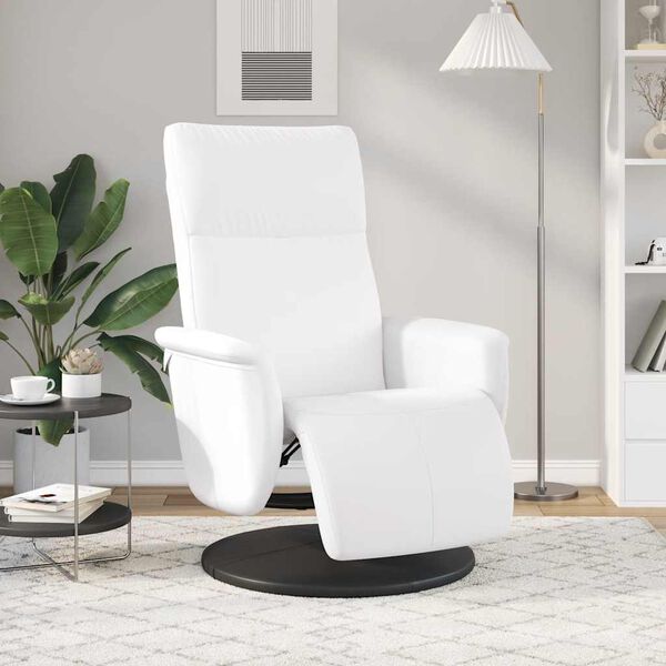 vidaXL Relaxsessel mit Fu&szlig;teil Wei&szlig; Kunstleder