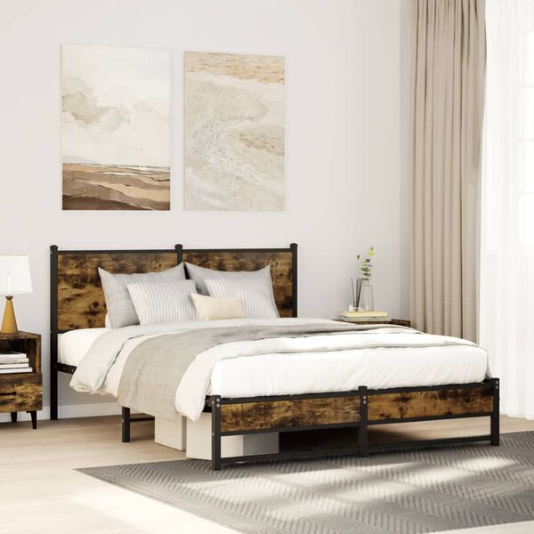 vidaXL Metallbett ohne Matratze R&auml;uchereiche 140x190 cm