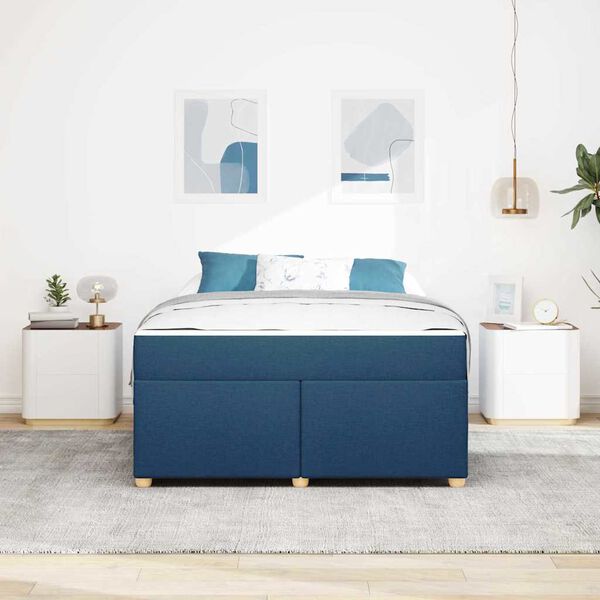 vidaXL Bettrahmen mit Matratze Blau 160 x 200 cm Stoff