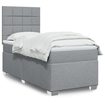 vidaXL Boxspringbett mit Matratze Hellgrau 80x200 cm Stoff