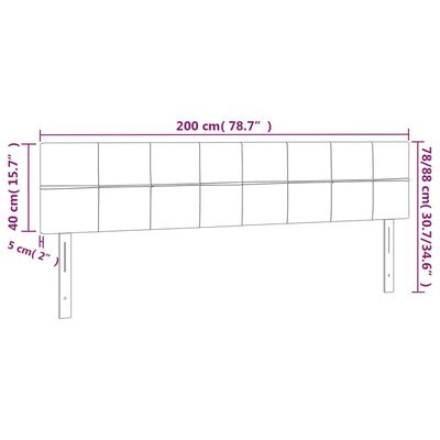 vidaXL LED Kopfteil Schwarz 200x5x78/88 cm Samt