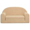 vidaXL Kinder-Schlafsofa 2-Sitzer Creme Weicher Pl&uuml;sch