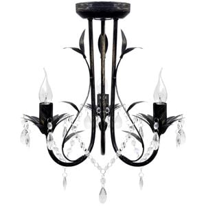 Decknlampe Art Novau mit Kristallperlen 3 x E14