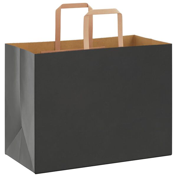 vidaXL Papiertragetaschen 250 Stk. mit Henkeln Schwarz 32x17x25 cm