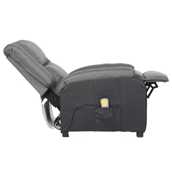 vidaXL Massagesessel Hellgrau Kunstleder und Stoff