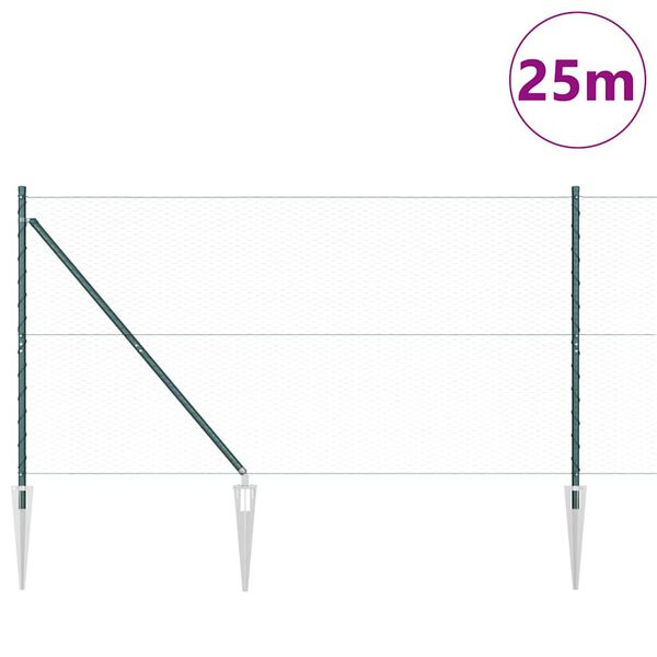 vidaXL Zaunpfosten Gr&uuml;n 25 x 1,2 m (25 mm Maschen) Stahl