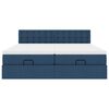 vidaXL Ottoman-Bett mit Matratzen & LEDs Blau 200x200 cm Stoff