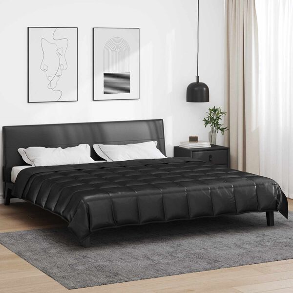 vidaXL Sommerdecke Schwarz 220 x 240 cm Satin und Mikrofaser