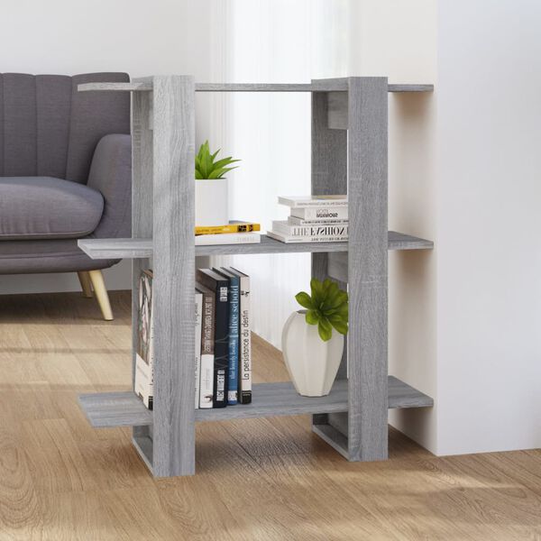 vidaXL B&uuml;cherregal/Raumteiler Grau Sonoma 80x30x87 cm