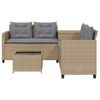 vidaXL Gartensofa in L-Form mit Tisch und Kissen Beige Poly Rattan