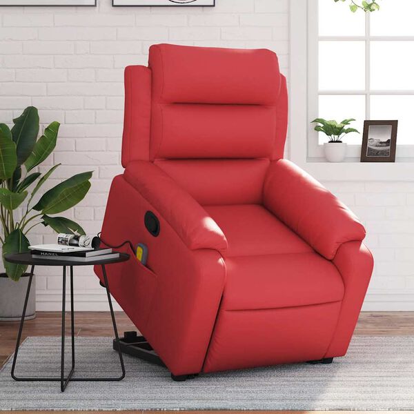 vidaXL Massagesessel mit Aufstehhilfe Rot Kunstleder