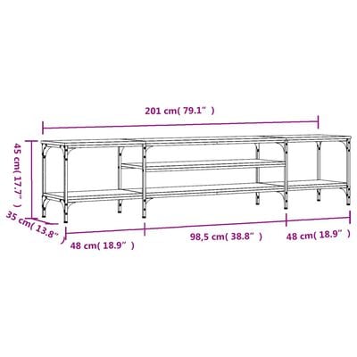 vidaXL TV-Schrank Räuchereiche 201x35x45 cm Holzwerkstoff & Eisen