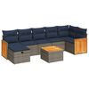 vidaXL 8-tlg. Garten-Sofagarnitur mit Kissen Grau Poly Rattan