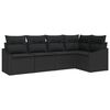 vidaXL Gartensofa-set mit Kissen 5 pcs Schwarz Poly-Rattan
