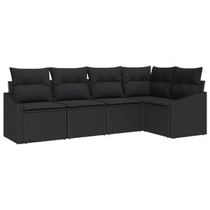 vidaXL Gartensofa-set mit Kissen 5 pcs Schwarz Poly-Rattan