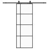 vidaXL Schiebet&uuml;r mit Beschlag Schwarz 76x205 cm ESG-Glas