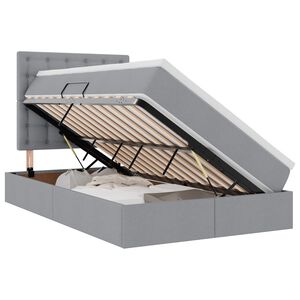 vidaXL Bett mit Stauraum und LED Hellgrau 120 x 190 cm Polyester