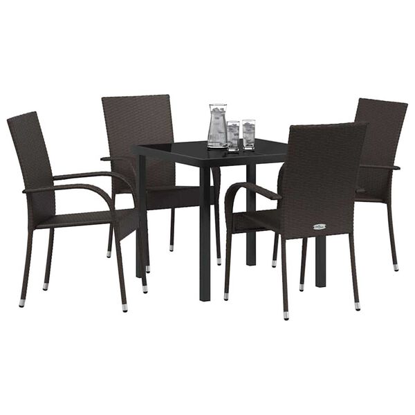 vidaXL Garten Essgruppe 5 pcs Braun Pulverbeschichteter Stahl