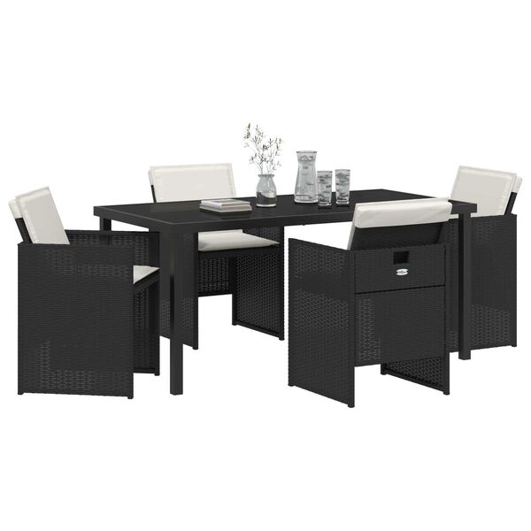 vidaXL Garten Essgruppe 5 pcs Schwarz Poly-Rattan