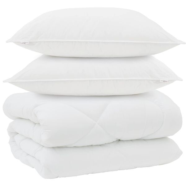vidaXL Winterbettdecke mit Kissen 3 pcs Wei&szlig; Mikrofaser