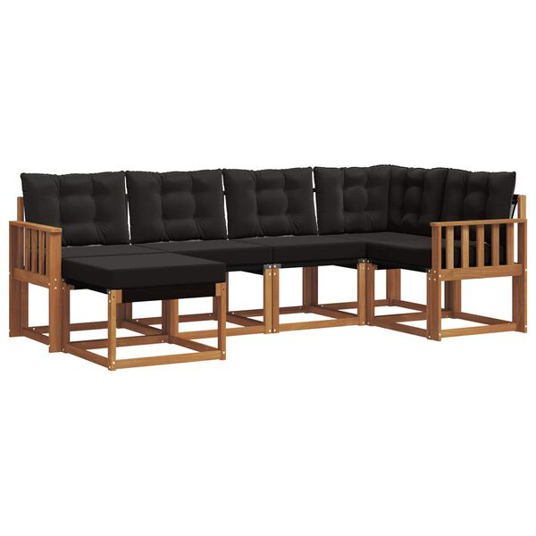 vidaXL Outdoor-Sofagarnitur mit Kissen 6 pcs Nat&uuml;rlich und Schwarz