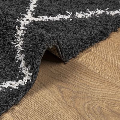 vidaXL Teppich Shaggy Hochflor Modern Schwarz und Creme 200x280 cm